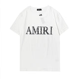 Amiri T Shirt Letter Print Casual Hip Hop round Neck Short Sleeve T-shirt for Men