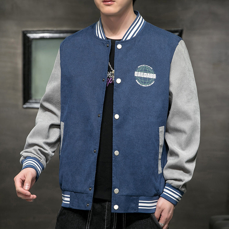 Corduroy Varsity Jacket Corduroy Jacket Men's Spring and Autumn Baseball Uniform Sports Jacket Top