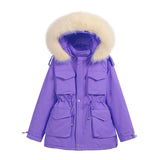 Women Winter Coats Puffer Jacket Down Coat Big Fur Collar Down Jacket Female Loose White Duck Down
