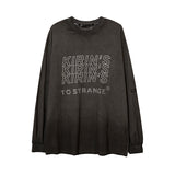 Mens Fall Outfits Retro Dark High Street Hand-Painted Long-Sleeved T-shirt Men Oversize