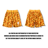 Shark Print Shorts Orange Camouflage Cotton Shorts Men Teenagers Student Cropped Shorts