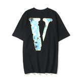 Vlone T Shirts Painted Graffiti Large V Short Sleeve T-shirt Men and Women Couple Street Hip Hop Half Sleeve
