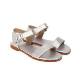 Flat Dress Sandals Summer Square Heel Solid Color Plus Size Hollow-out Buckle Casual Sandals