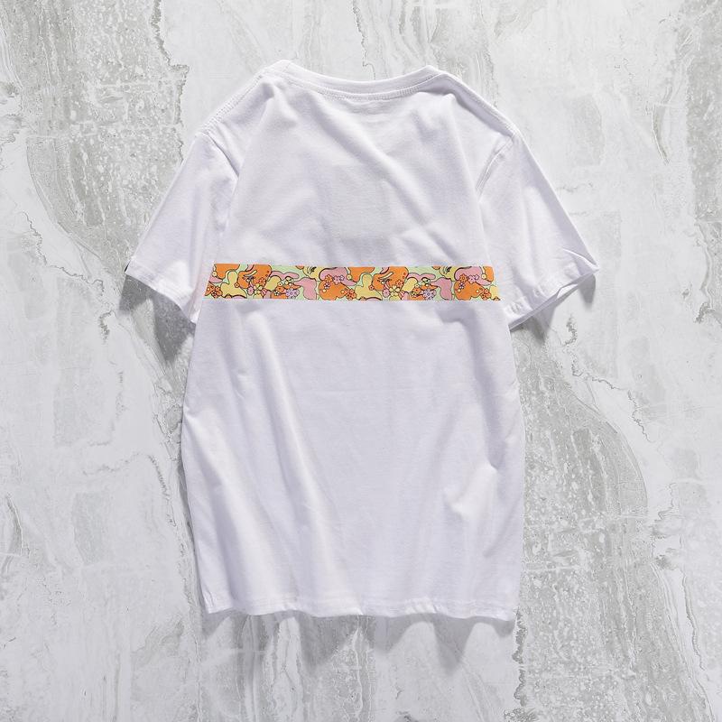 Shark Print T Shirt Summer Casual Straight White Short Sleeve Cotton Round Neck T-Shirt