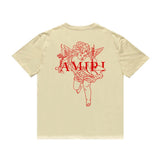 Amiri T Shirt Angel Sketch Printed Casual Hip Hop Short Sleeve T-shirt