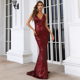 Burgundy Dresses for Wedding Christmas Dress Summer Sequins Geometric Pattern Sling Dress Women