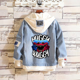 Comic Denim Jacket Men and Women Fashion Hooded Denim Jacket Spring and Autumn