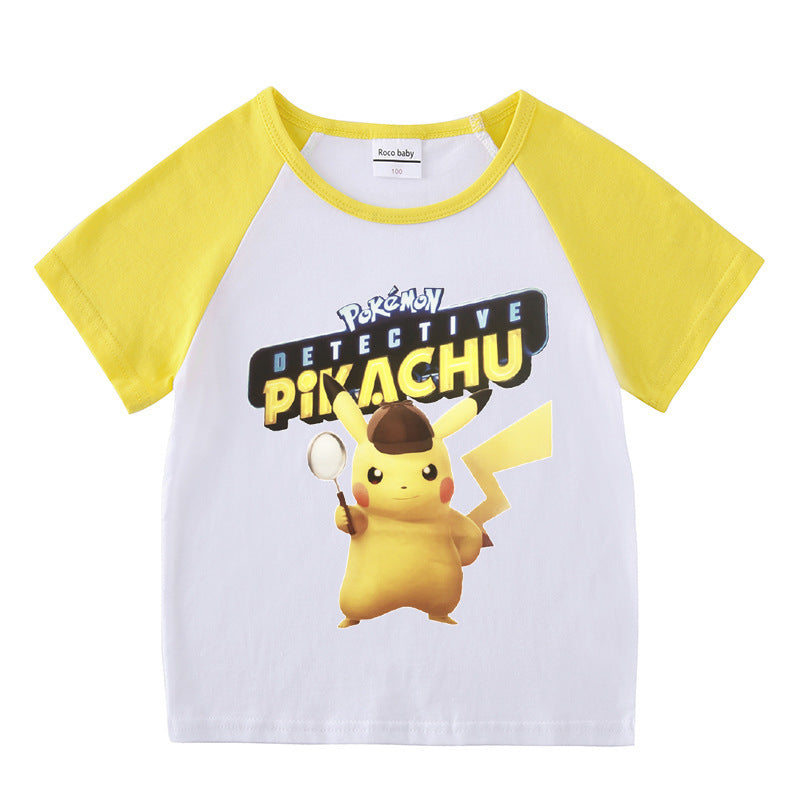 Children Pokemon Pikachu T Shirt Short Sleeve T-shirt Casual Sports