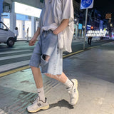 Men Denim Shorts Men's Summer Beach Pants Loose