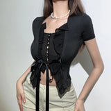 Music Festivals Rave Outfits Girls Tops Spring and Summer Women's Clothing Fashion Short Sleeve T-shirt