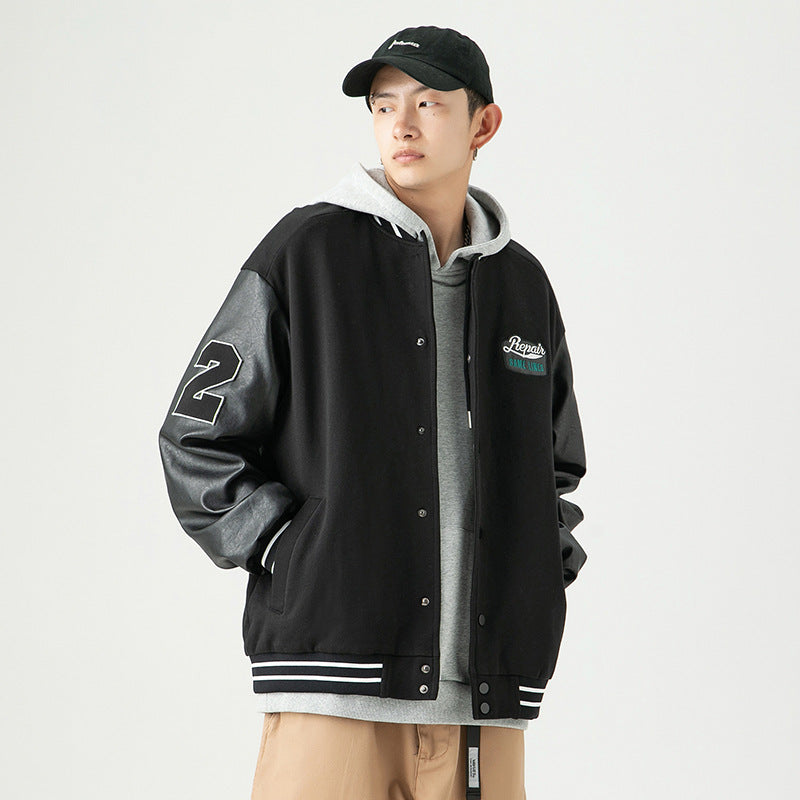 Alaska Varsity Jacket Men's Spring Jacket Loose Stitching Embroidery