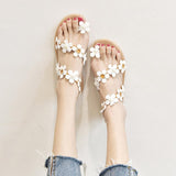 Women Open Toe Sandals Flats Summer Fashion Flower Beach Sandals for Women
