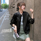 Cute Leather Jacket Retro Easy Matching Leather Clothing with Stand Collar Coat Female Autumn