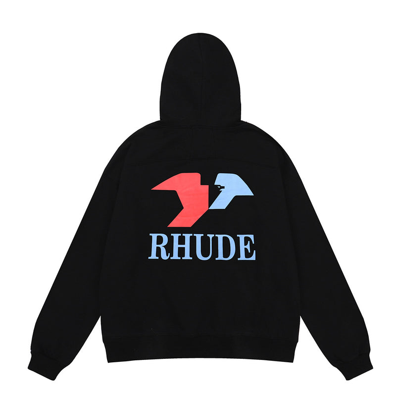 Rhude Hoodie High Quality Pure Cotton Heavy Weight Hoodie Loose Sweater Men and Women