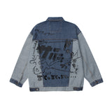 Men Denim Coat Jean Jackets Letter Multicolor Printing Denim Jacket Men's Loose Lapels Jacket Vintage Denim Jacket