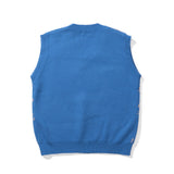 Men Sweater Vest Cartoon Character Jacquard Sweater Vest Men's BF Idle Style V-neck Sleeveless Sweater Vest