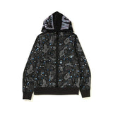 Shark Print Jacket Autumn And Winter Shark Starry Sky Luminous Cardigan Hoodie Fleece Padded Coat