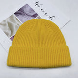 Toboggan Hat Autumn and Winter Knitted Hat Pure Color Warm Keeping Sleeve Cap