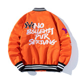 Orange Varsity Jacket Baseball Uniform Men's Spring Thin Hooded Hiphop Couple Coat Jacket