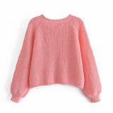 Women Fall Pullover Knitted Sweater round Neck Loose Sweater