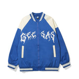 Baby Blue Varsity Jacket Loose Men's and Women's Coats Baseball Uniform Jacket