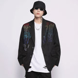 Men's Casual Suit Man Blzer Dark Letter Embroidery Casual Suit Jacket Men's Loose Lapels Small Suit Jacket