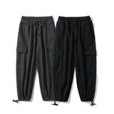 Mens Fall Outfits Straight Wide-Leg Pants Bloomers Men's Ankle-Tied Cargo Overalls BF Style High Street