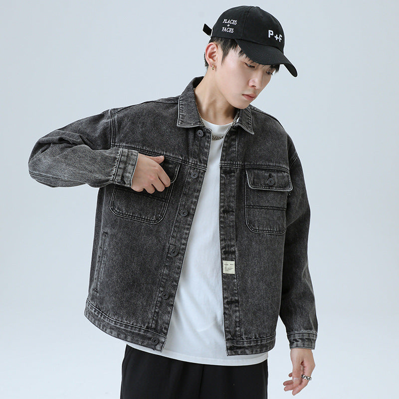 The Bears Varsity Jacket Spring and Autumn Men's Denim Coat Casual Bear Embroidery Men's Jacket Denim Coat