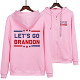 Let's Go Brandon Hoodie English Letters Fashion Hooded Zipper Sweatshirt