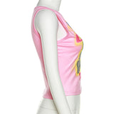 Music Festivals Rave Outfits Girls Tops Summer Women's Fashion round Neck Slim Fit