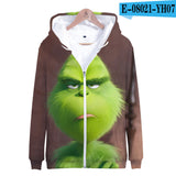 Grinch Hoodie 3d Printed Zipper Sweater