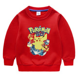 Children Pokemon Pikachu Hoodie Children's Fleece-Lined Sweater Boy plus Velvet Autumn and Winter Clothing Pikachu