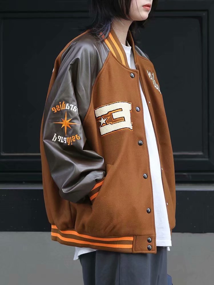 Jock Jacket Baseball Uniform for Women Spring and Autumn Stitching Contrast Color Couple Loose-Fitting Workwear Jacket Casual Jacket
