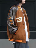 Jock Jacket Baseball Uniform for Women Spring and Autumn Stitching Contrast Color Couple Loose-Fitting Workwear Jacket Casual Jacket