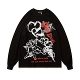 Mens Fall Outfits Love Vibe Style Couple Wear Oversize High Street Long Sleeve T-shirt
