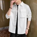 White Work Shirts Autumn Shirt Men's Loose Long Sleeve Top Spring and Autumn White Shirt