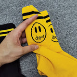 Drew House Drew Smiley Face Long Socks Fashion Brand Men and Women Couple Casual Cotton Mid-Calf Length Socks