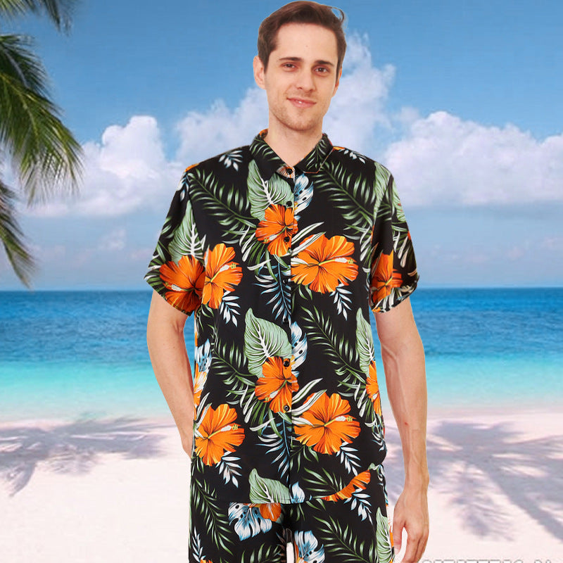 Father Son Matching Dress Shirts Hawaiian Shirt Men's Parent-Child Suit