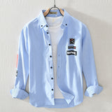 White Work Shirts Spring/Summer Men's Casual Printed Long-Sleeved Shirt