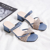 Women Open Toe Sandals Flats Summer Chunky Heel Color Matching High Heel Fashion Sandals