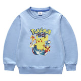 Children Pokemon Pikachu Hoodie Cotton Top Children's round Neck Bottoming Shirt