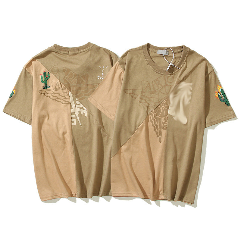 Travis Scott Astroworld Shirt Patchwork Short-Sleeved T-shirt Casual Short T