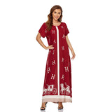 Muslim Women Stylish Kashibo Abaya Muslim Ladies Long Gown Islamic Clothing Jilbab Jalabiya Short Sleeve Maxi Dress Plus Size Loose Big Hem Robe