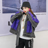 Spring Stitching Single-Breasted Denim Jacket Short Shipment Cardigan Patchwork Women Denim Jacket