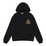 Rhude Hoodie Five-Pointed Star Print Hip Hop Men's and Women's Casual Hooded Sweater