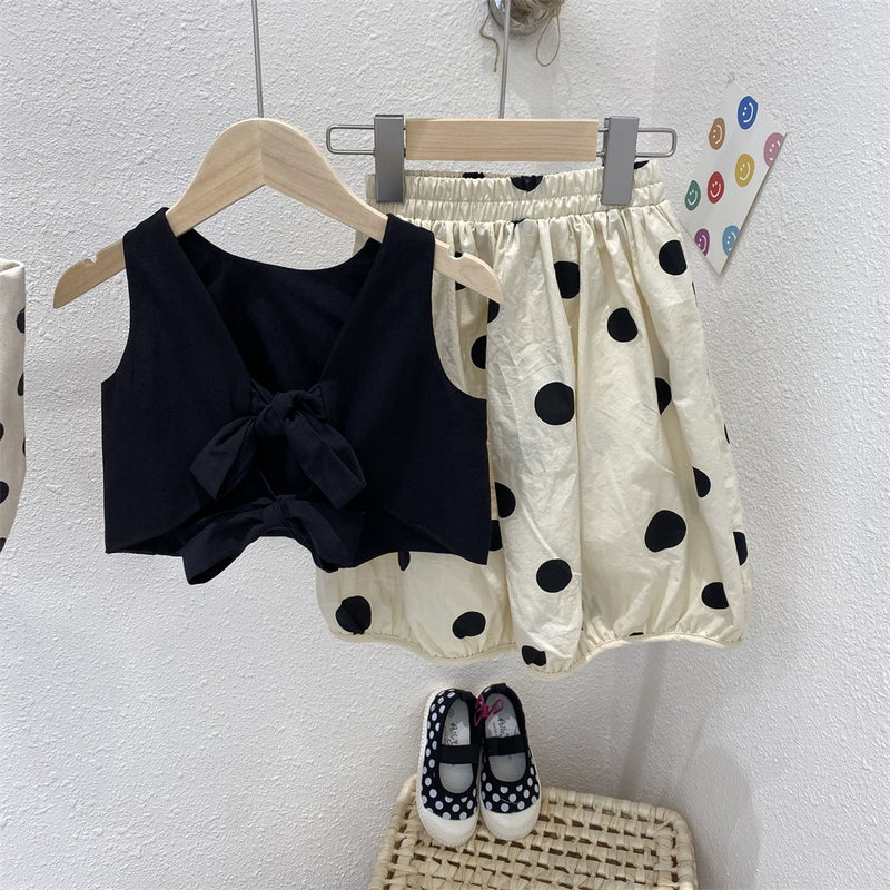Summer Tops Summer Children's Small Flower Shirt Polka Dot Skirt
