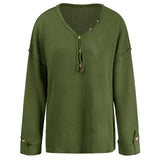 Women Fall Outfits Knitwear Solid Color Autumn and Winter V-neck Loose-Fitting Long Sleeve Sweater