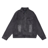 Men Denim Coat Jean Jackets Pure Color Washed Do the Old Cowboy Coat Men's Loose Lapels Jacket Street Denim Clothing