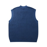 Men Sweater Vest Solid Color Sweater Vest Men's Loose V-neck Sleeveless Vest BF Lazy Sweater Coat