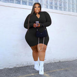 Nina Parker plus Size Dresses Solid Color Zipper Dress Casual